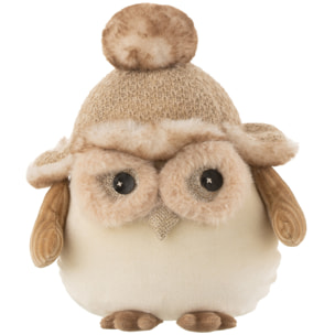 J-Line décoration Hibou Debout - textile - beige/brun - large