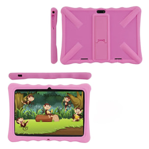 DAM Tablet Infantil WiFi. SO Android 10 con IWAWA. Pantalla 10,1'' 1280x800px. SC7731E, ARM Cortex™-A7 Quad-Core,1.3Ghz 2GB RAM + 32GB. Doble cámara, carcasa protectora. 24x0,92x17 Cm. Color: Rosa