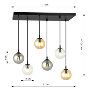 Lampada a sospensione COSMO con diffusori in vetro