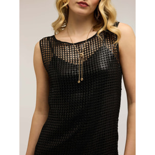 Motivi - Vestido corto de red con lentejuelas - Negro