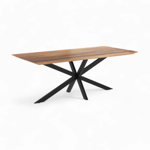 Table et chaises 8 personnes en cuir synthétique noir et bois - Surdiman