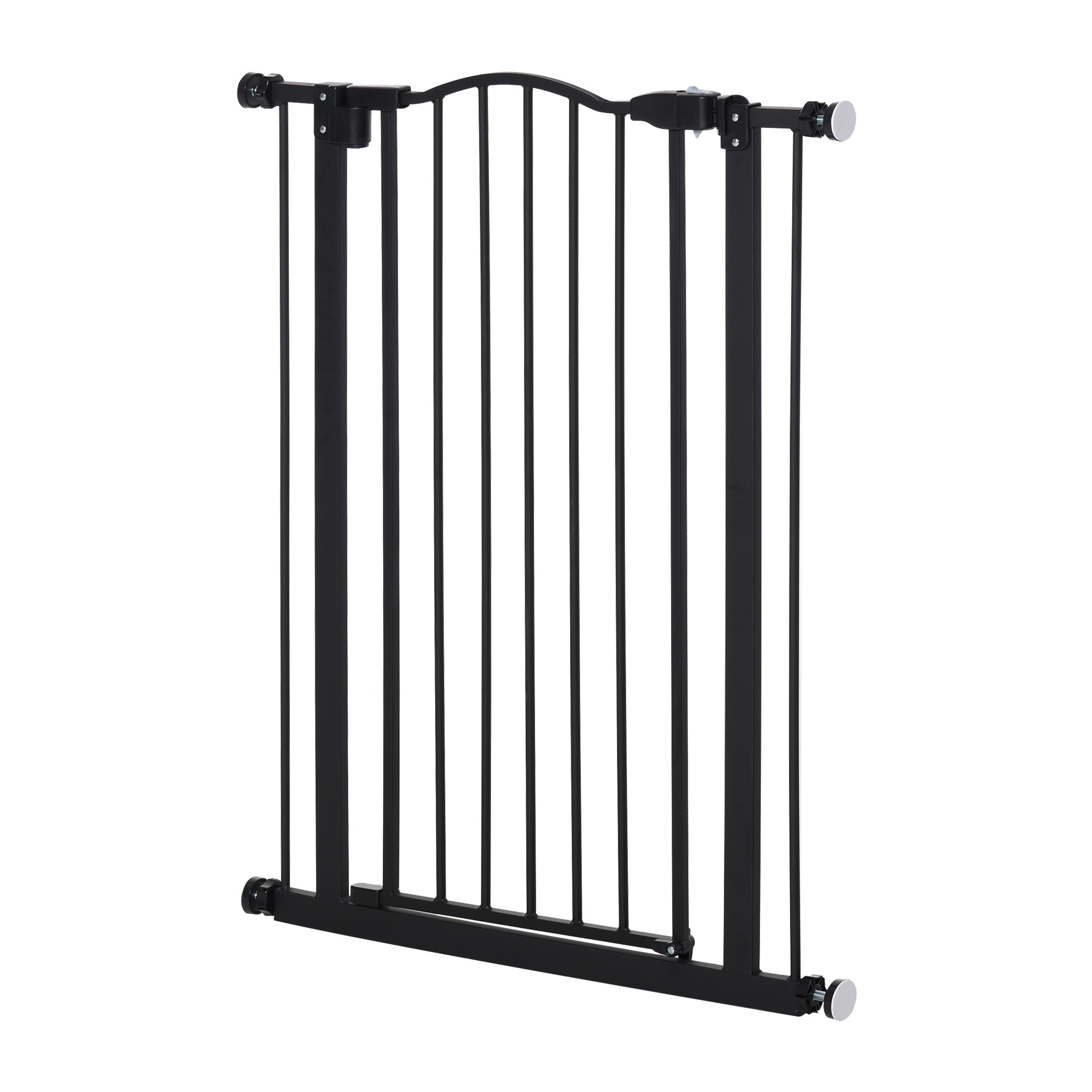 Barrera de Seguridad para Perros Extensible 74-80 cm para Puertas y Escaleras Puerta de Seguridad para Mascotas con Extensiones Montaje a Presión y Doble Bloqueo Negro