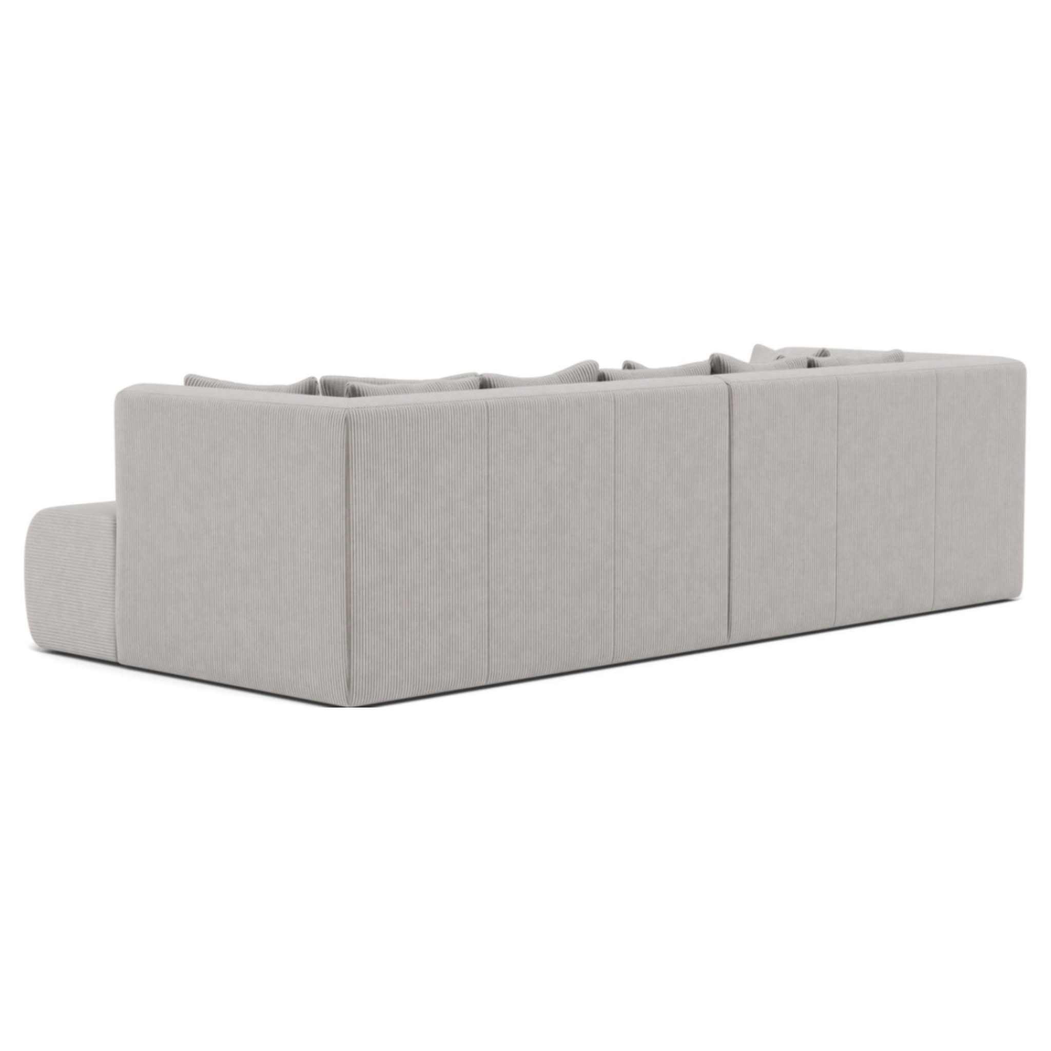 Onyx - canapé droit 4 places avec double méridienne - assise profonde - en velours côtelé - Gris clair