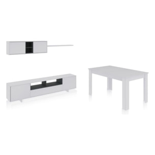 Pack salón con mesa de comedor Kenzo Plus VB Blanco Brillo - Gris Antracita