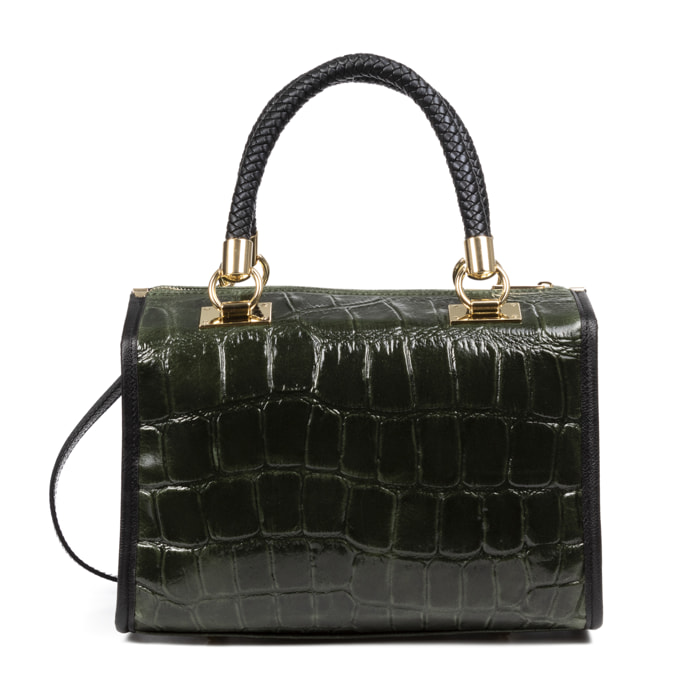 Catena Borsa tote Donna.Pelle autentica Camoscio Inciso Coccodrillo Grande