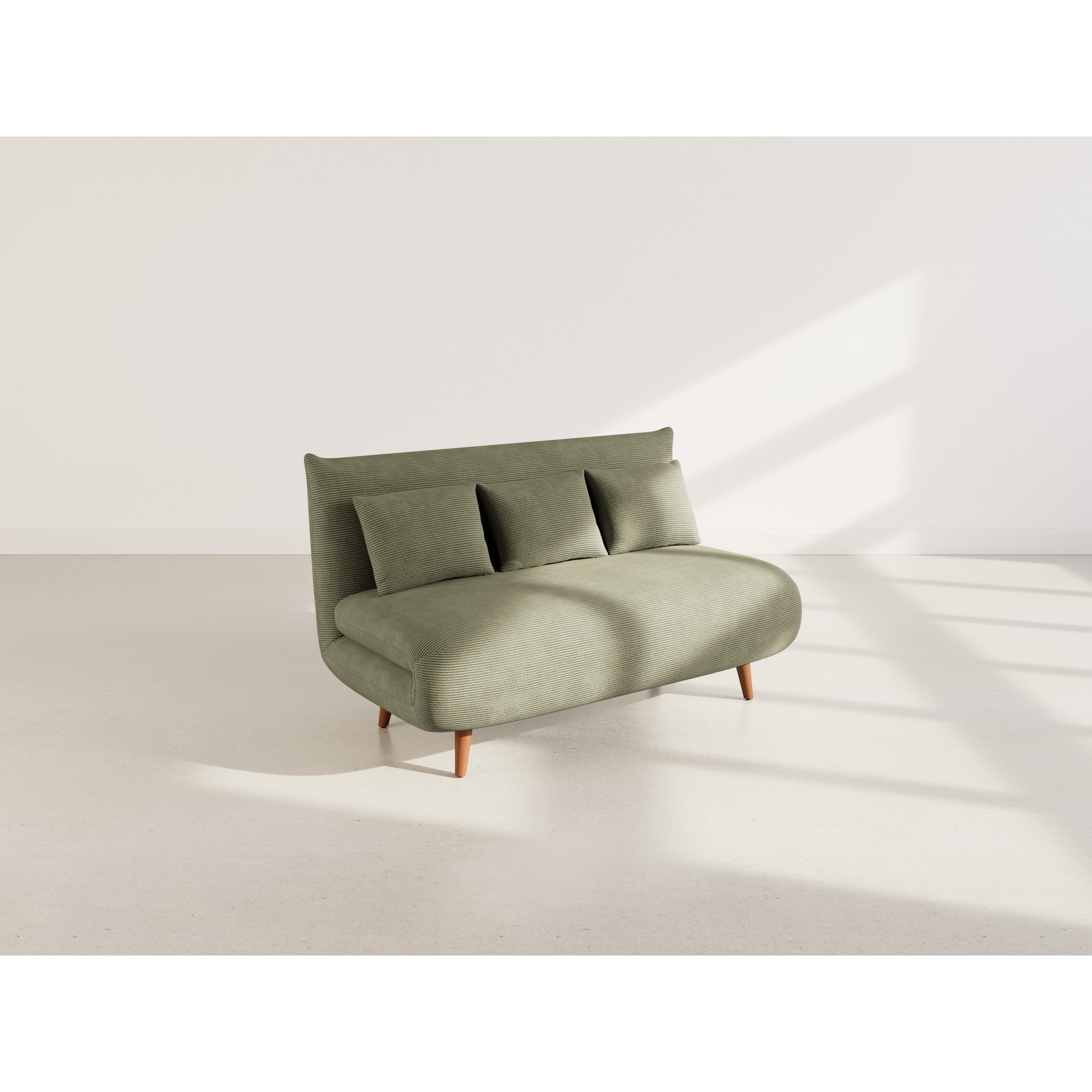 Lumi - Banquette convertible clic-clac 2 places en velours côtelé - Vert