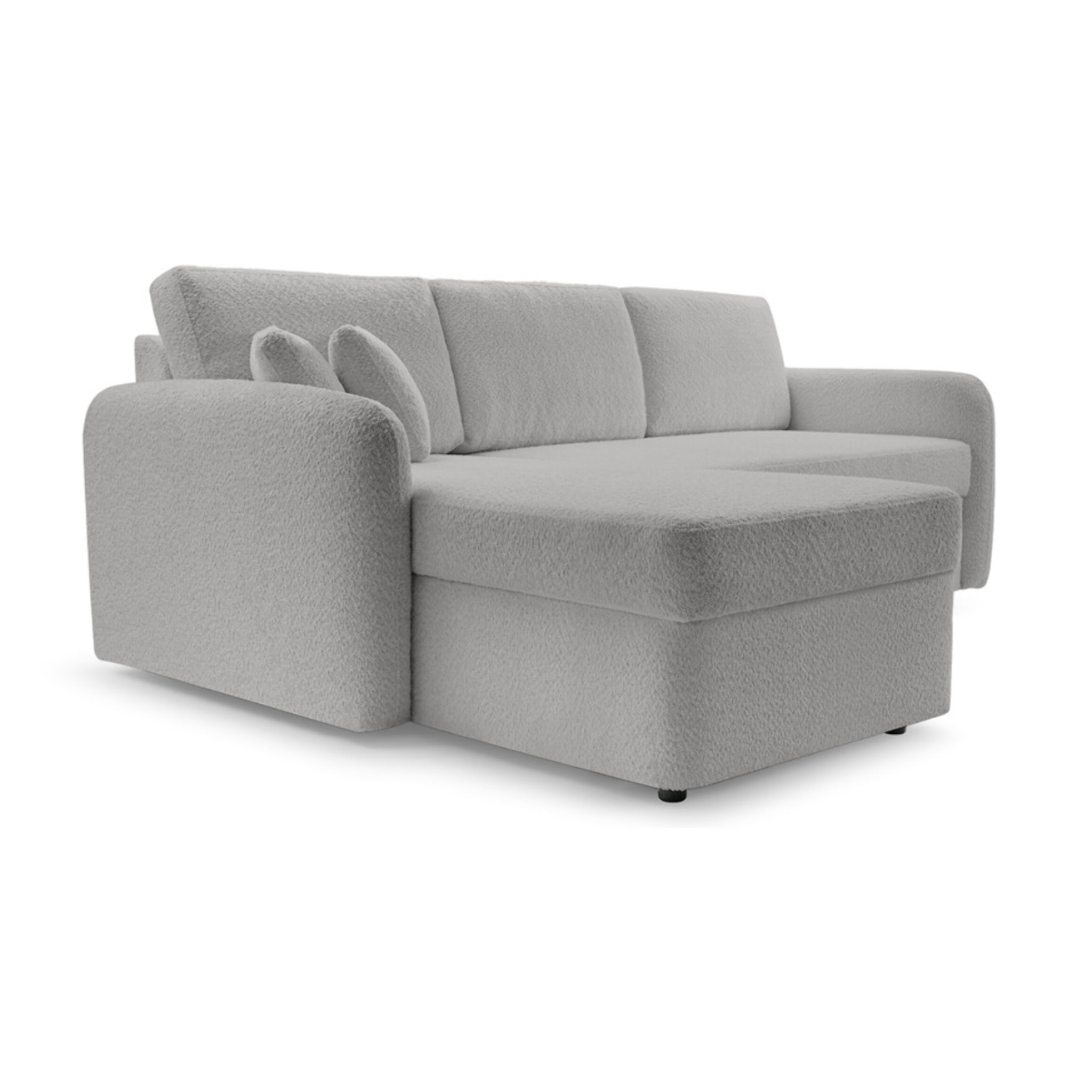 Pocatello - canapé d'angle réversible 4 places - convertible avec coffre - en tissu bouclette - Gris