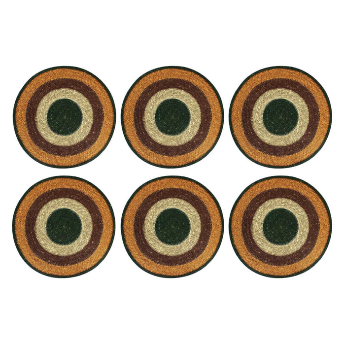 Lot de 6 sets de table terracotta en jonc de mer 38cm LUNA