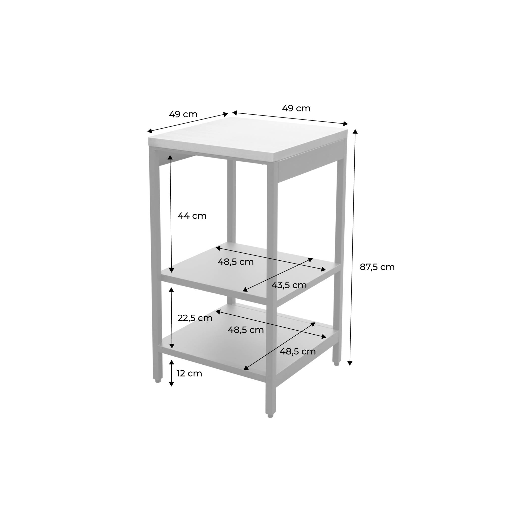 Cuisine d'extérieure en acier beige avec 2 étagères L49cm