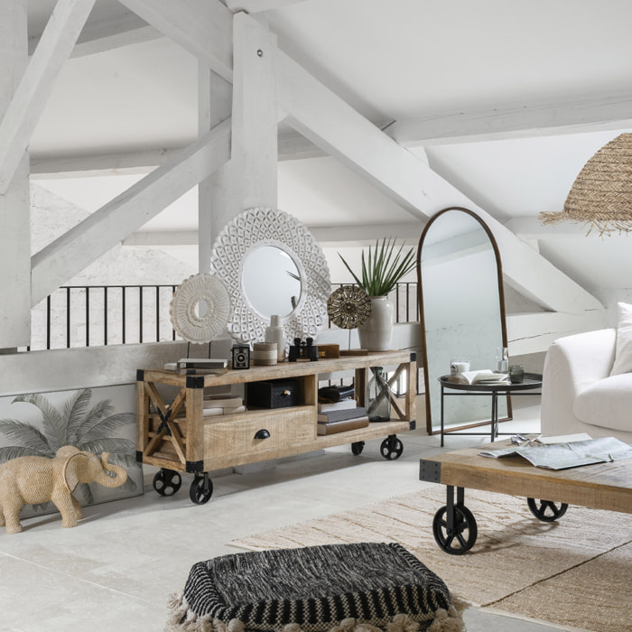 Meuble TV "Silas" - métal & manguier 58x140 cm