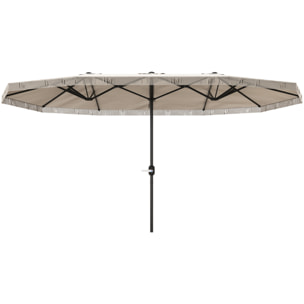 Sombrilla Doble 4,5x2,65 m Sombrilla Terraza Exterior con Manivela Manual Resistente al Agua y Protección UV30+ Sombrilla Grande para Terraza Playa Piscina Crema