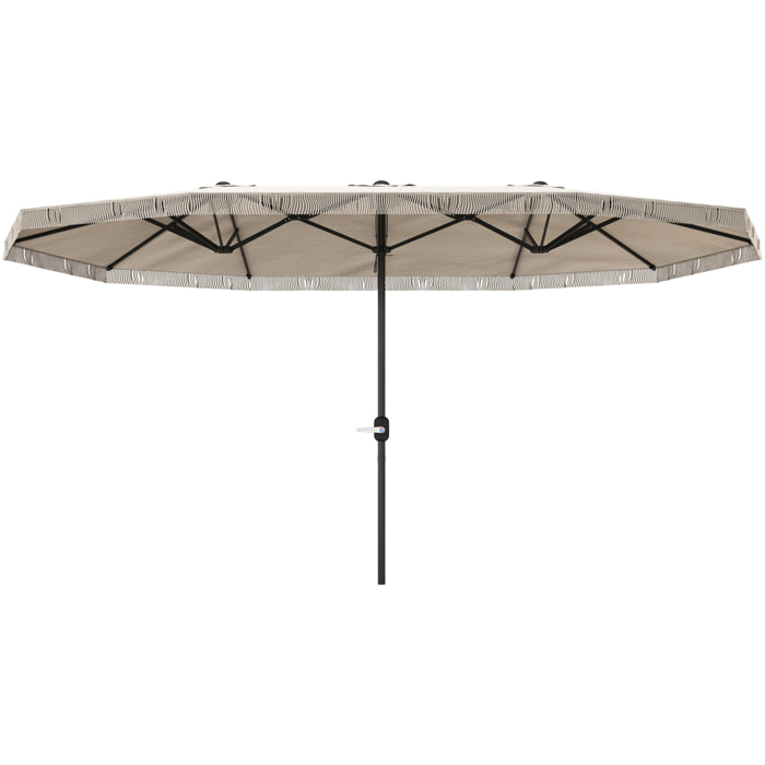 Sombrilla Doble 4,5x2,65 m Sombrilla Terraza Exterior con Manivela Manual Resistente al Agua y Protección UV30+ Sombrilla Grande para Terraza Playa Piscina Crema