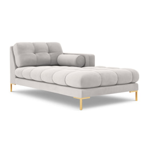 Méridienne droite "Bali" en velours argent
