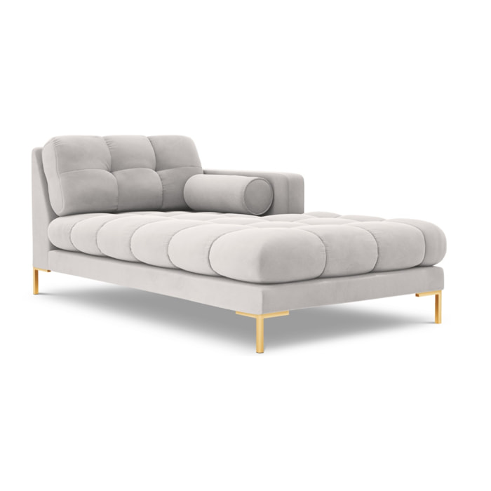Méridienne droite "Bali" en velours argent