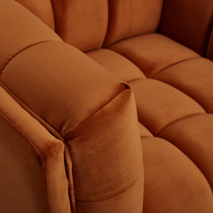 Fauteuil en velours orange curcuma - Mona