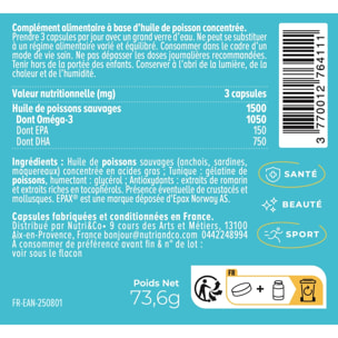 Nutri&Co Omega3 Huile de Poissons Sauvages EPAX®, Haute Concentration - 120 gélules