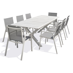 FLORIDE - Ensemble repas de jardin 8 places en aluminium