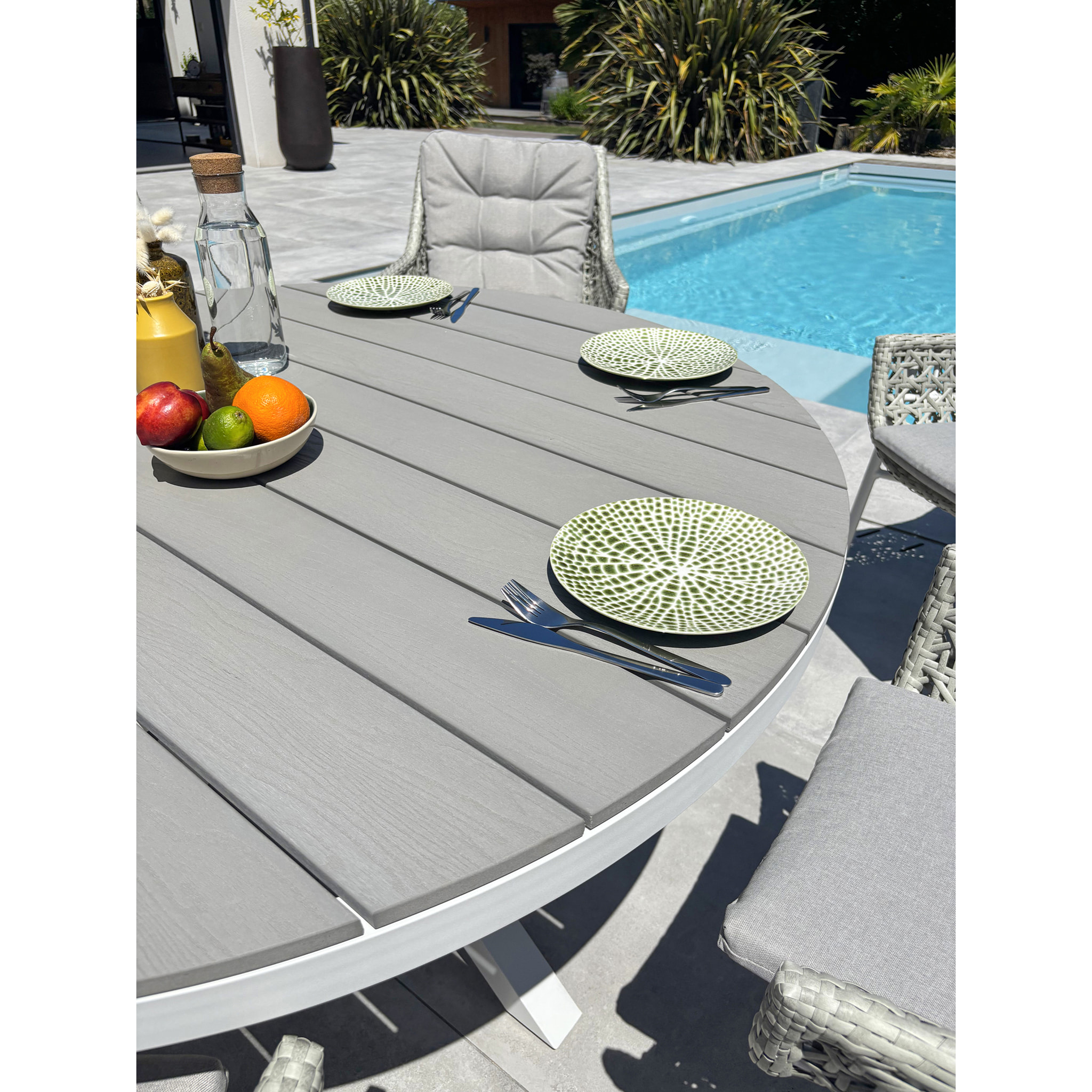 ELBA - Ensemble repas de jardin 6 places - Blanc