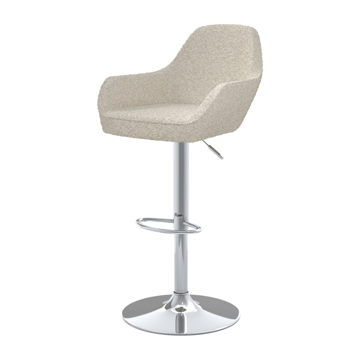 Lot de 2 chaises de bar effet laine bouclette blanc cassé 63/83 cm - Adam