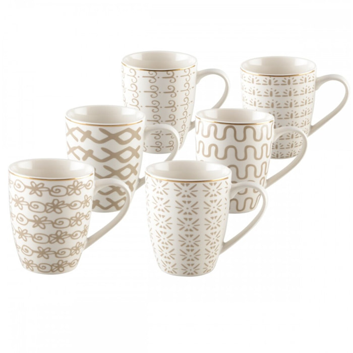 Mugs geometrique 350ml - lot de 6