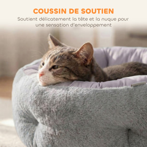 Lit pour chat réversible rebord de soutien tissu gris clair