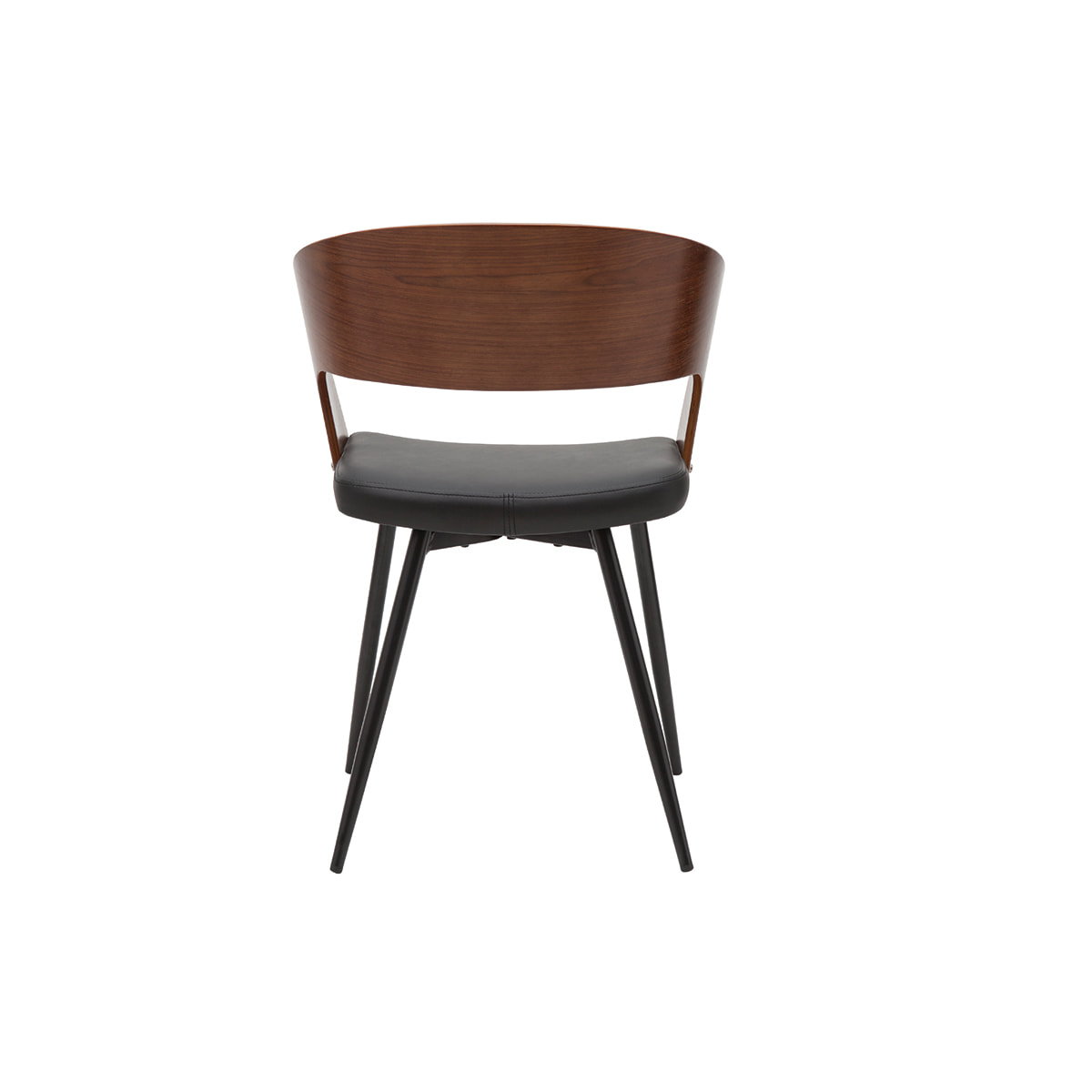 Chaises design bois foncé noyer, assises et métal noirs (lot de 2) RIFF