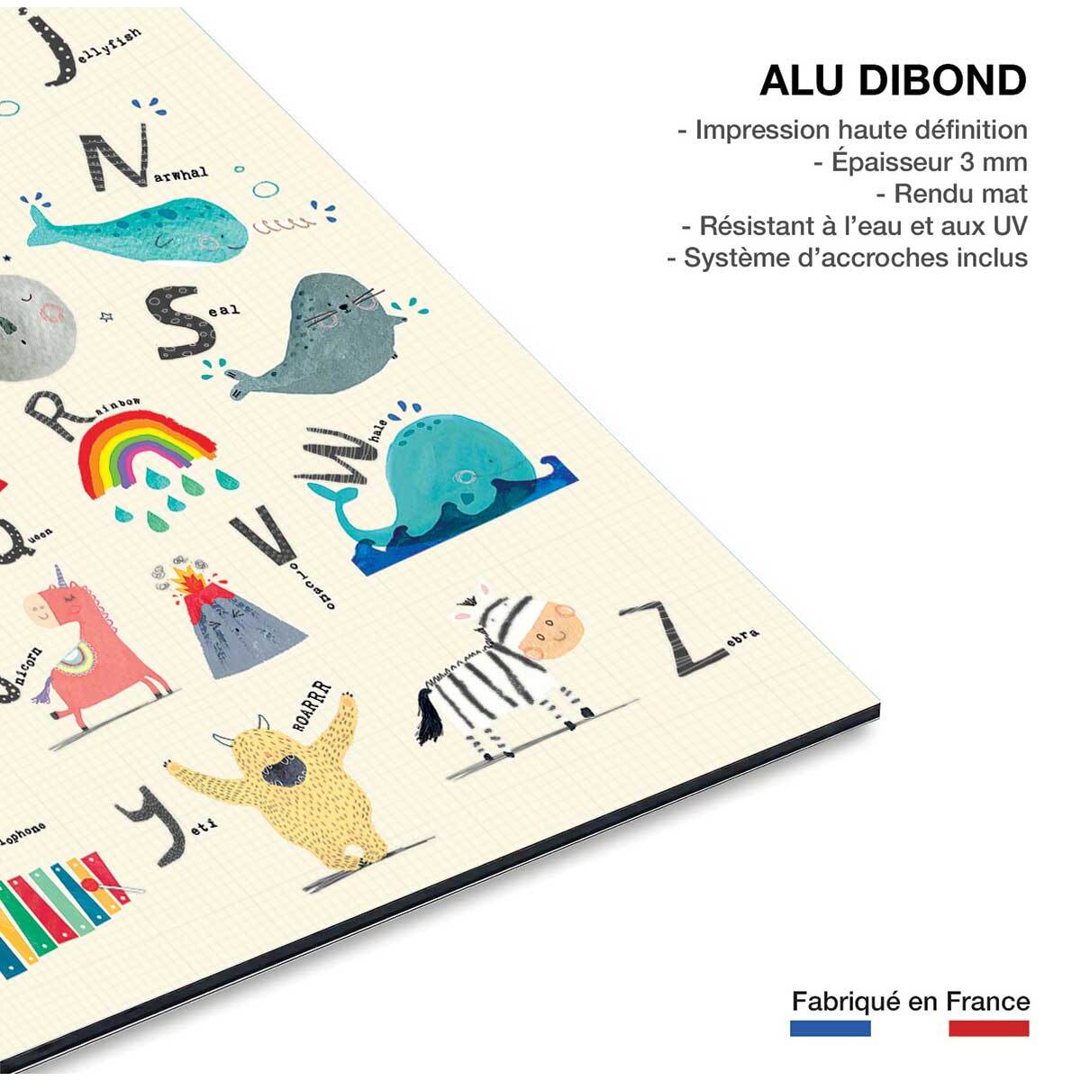 Tableau enfant alphabet enfant  Tableau alu Dibond