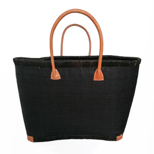 Panier artisanal de plage Noir Fibres naturelles - Morondova MM Noir