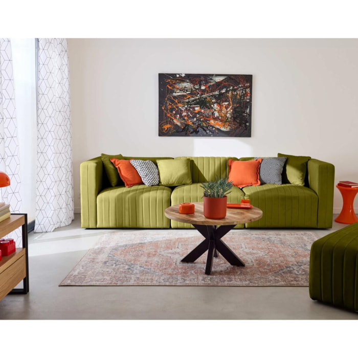 Nova - canapé modulable 3 places - en velours - Vert Olive