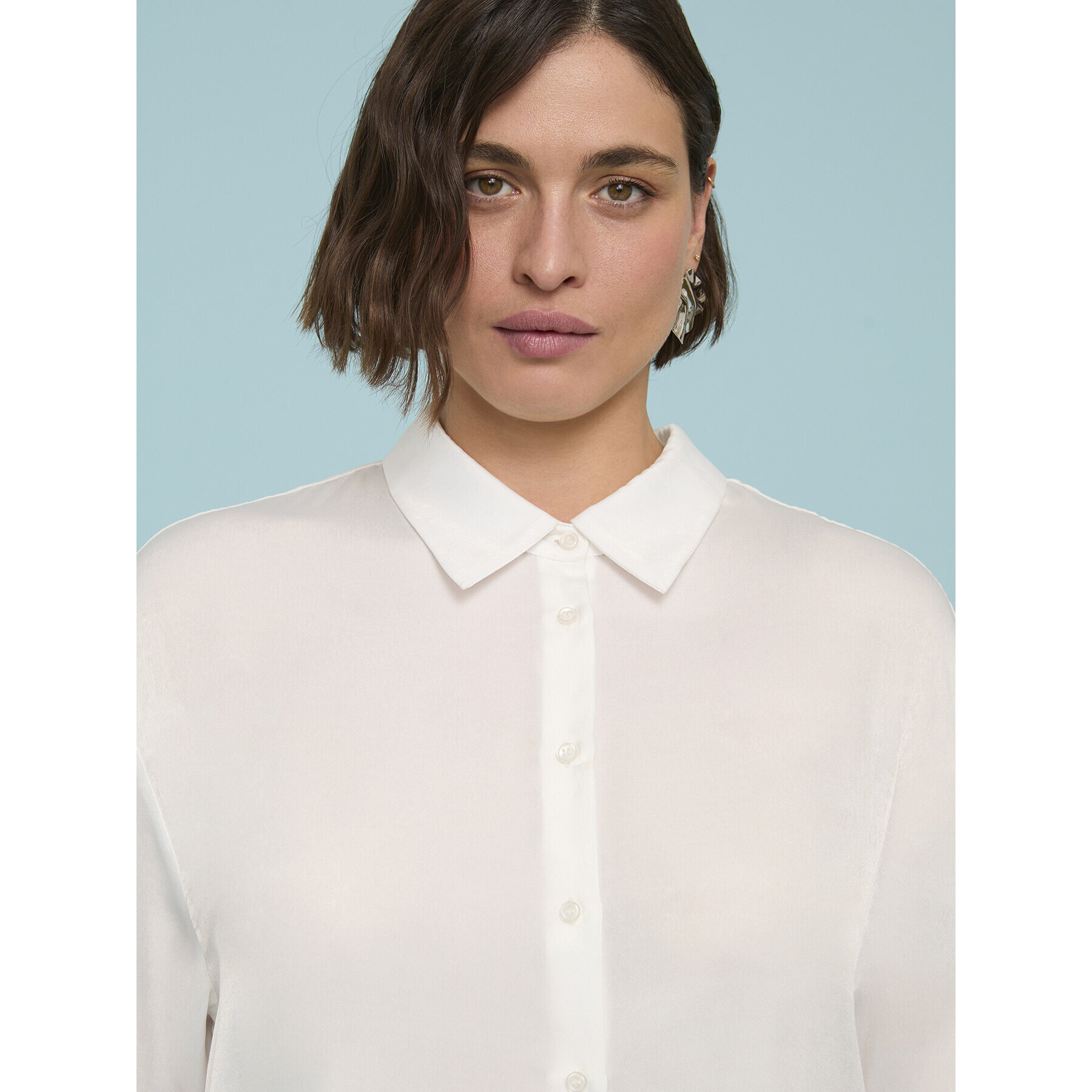 Fiorella Rubino - Camicia in raso dalla linea morbida e confortevole - Bianco