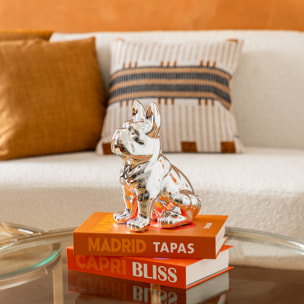 Statuette "Bulldog" - céramique - argent - H12 cm