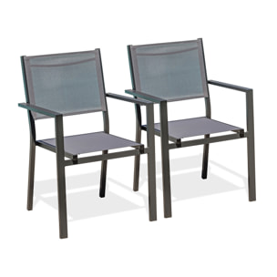 TOLEDE - Lot de 2 fauteuils de jardin en alu toile plastifiéee