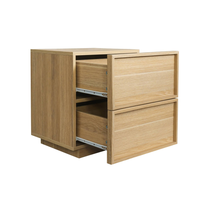 Table de chevet effet bois 2 tiroirs naturel L 42 x P 38 x H 48cm - Kuba