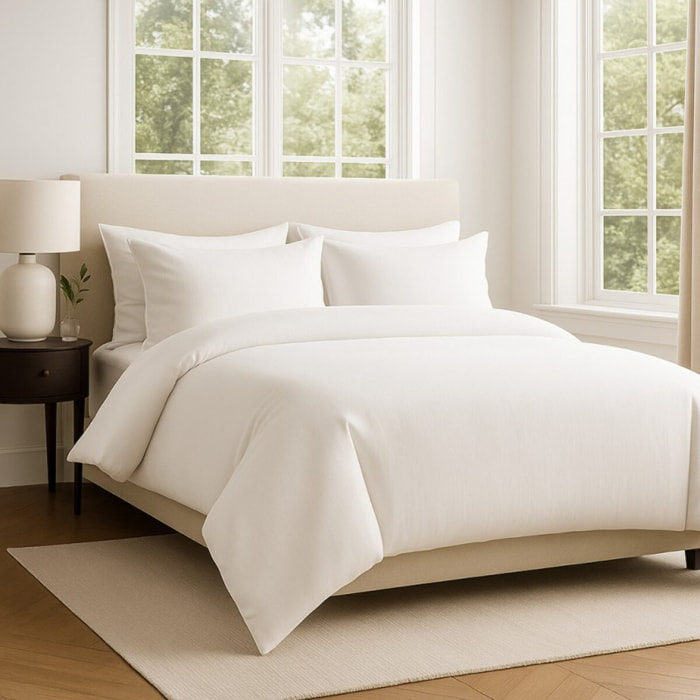 Parure de lit unie - taie 60x60 cm | 100 % polyester | Blanc | Douce et respirante