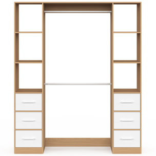 Dressing Uma double colonne 6 tiroirs bois et blanc