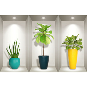 Stickers muraux 3D | Sticker Mural Autocollant effet 3D plantes du sud - Stickers adhésifs 3D Chambre Salon Trompe l'oeil