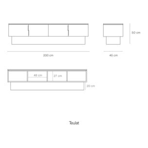 Mueble de televisión Sierra 3 puertas gris claro