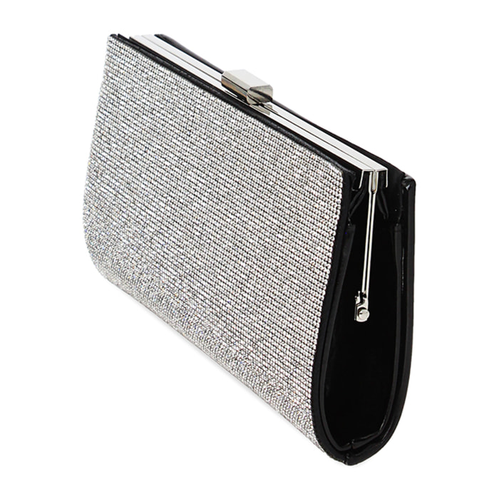 Pochette nera in laminato con pietre