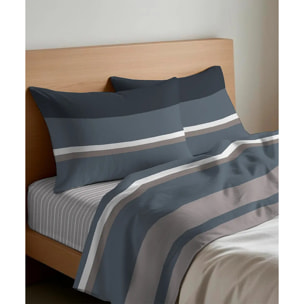 Completo Lenzuola SCIA GRIGIO 100% Cotone e Made in Italy a righe moderno