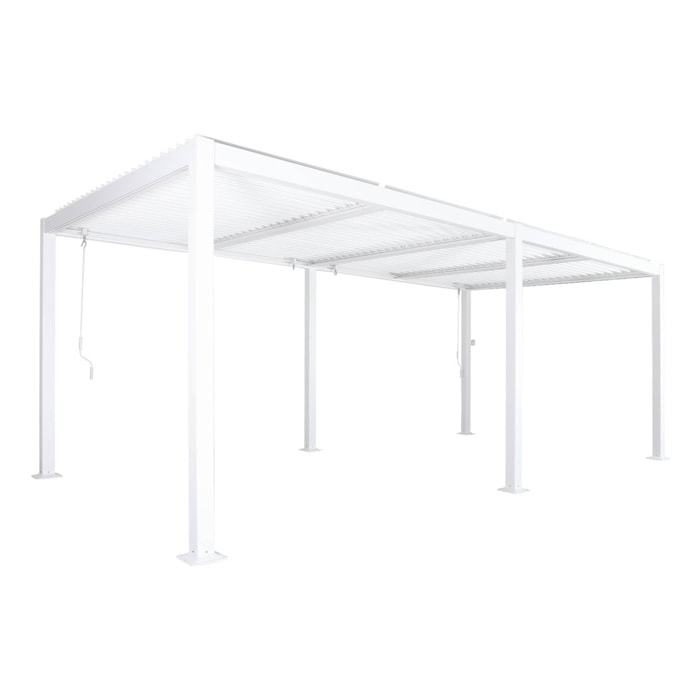 Pergola bioclimatique blanc. aluminium et acier. 3x6m. lames orientables