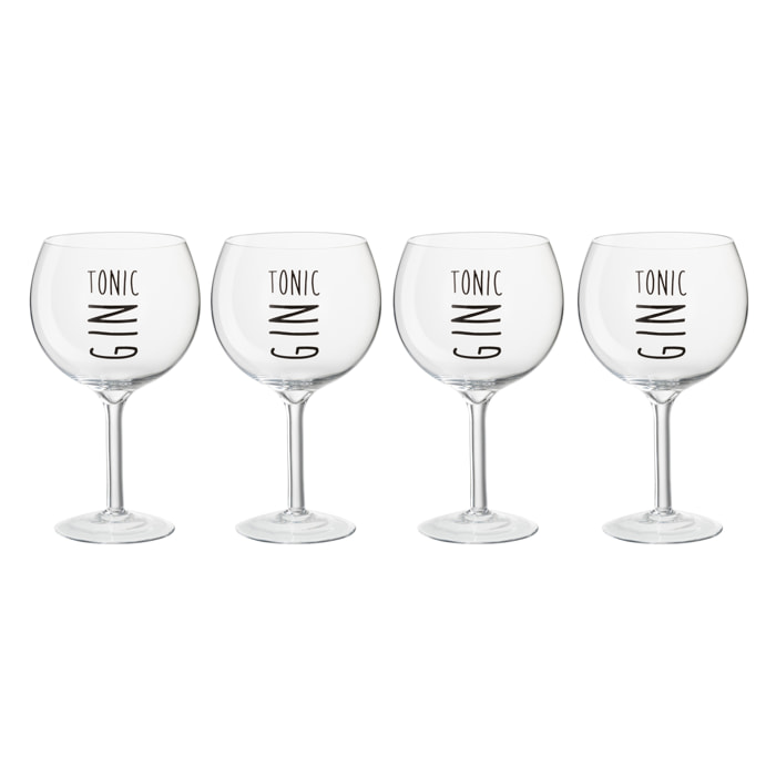 J-Line verre à Gin - transparent/noir - 4 pcs - boîte cadeau