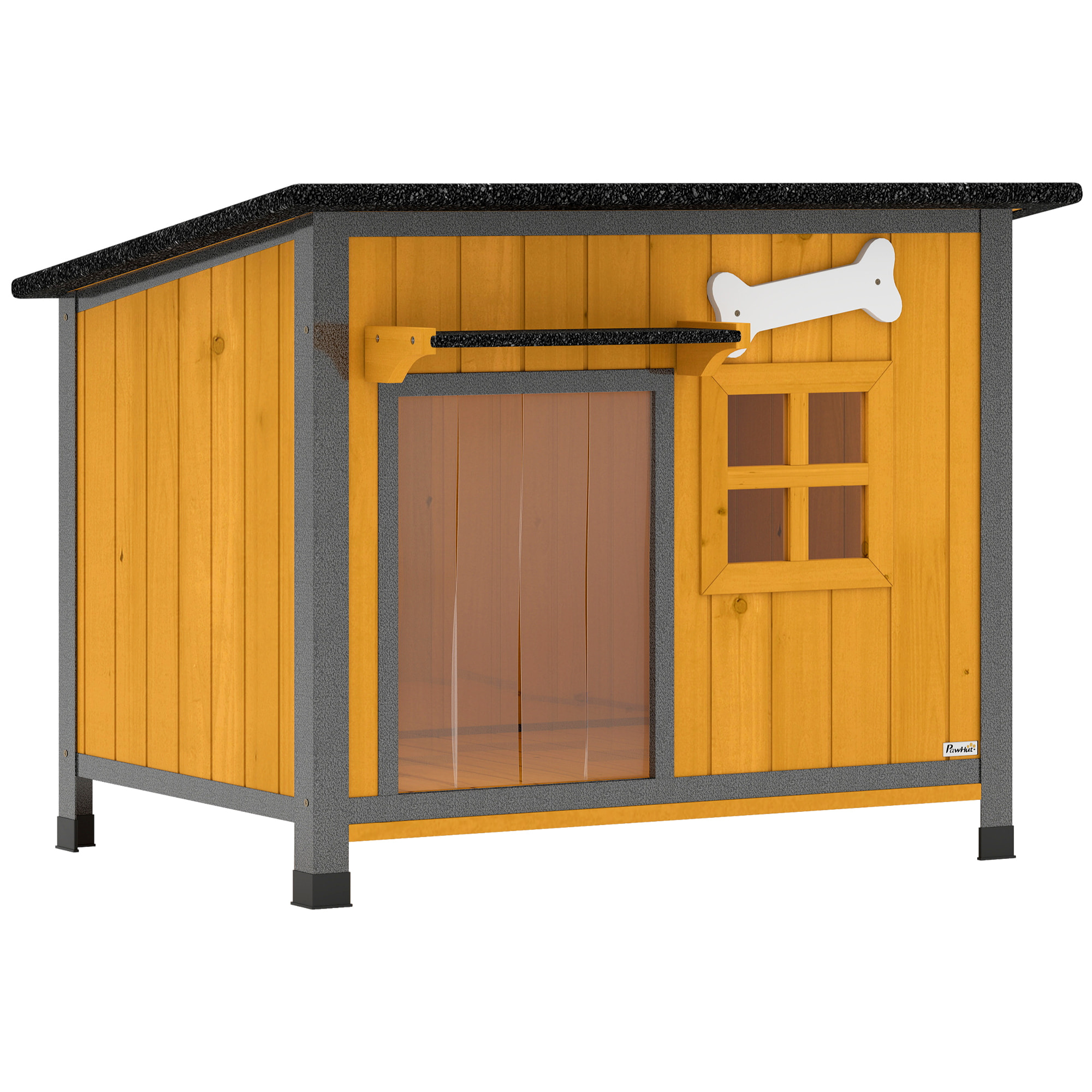 Niche pour chien acier bois pré-huilé design maisonnette toit ouvrant
