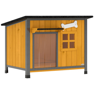 Niche pour chien acier bois pré-huilé design maisonnette toit ouvrant