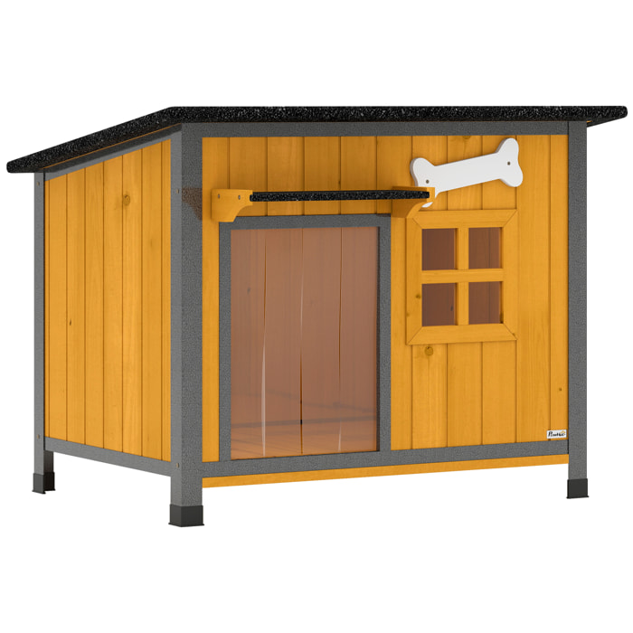 Niche pour chien acier bois pré-huilé design maisonnette toit ouvrant