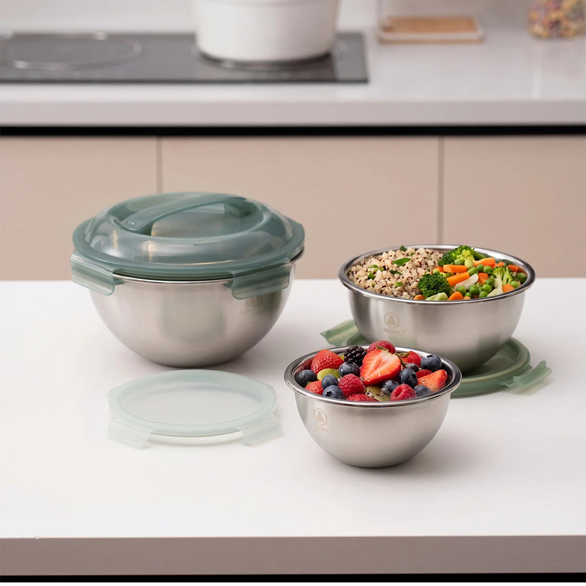 Set de 3 bols en inox 18/8 (20, 24 et 28 cm)
