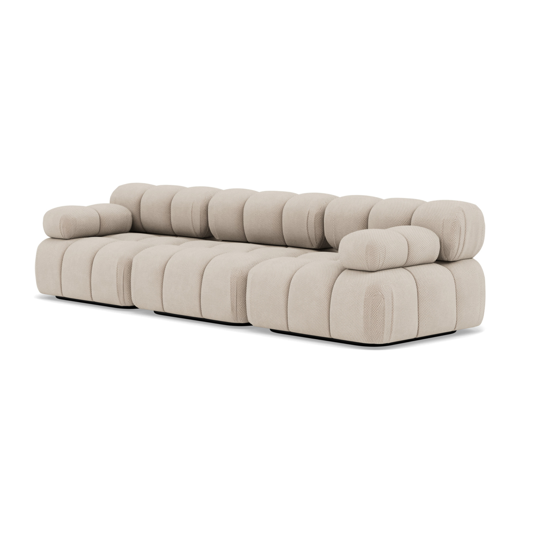Ruby - canapé droit modulable 3 places en velours texturé - Beige