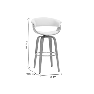 Tabouret de bar design pivotant blanc et bois clair H67 cm OKTAV