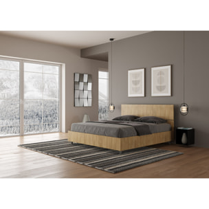 Cama sin somier 160x190 con cabecera recta roble natural Demas