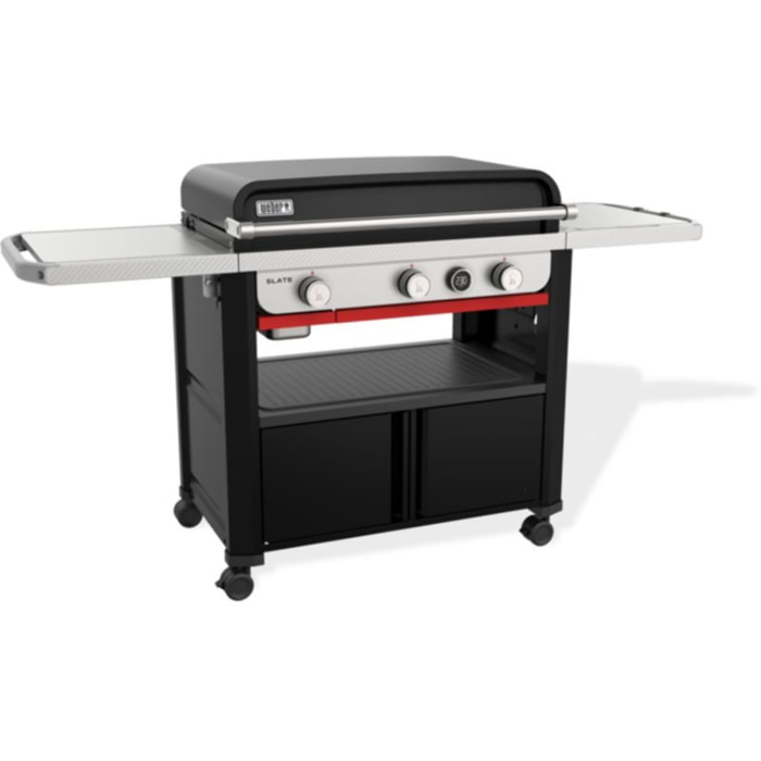 Plancha gaz WEBER black 3 brûleurs sur chariot, 76x46 cm