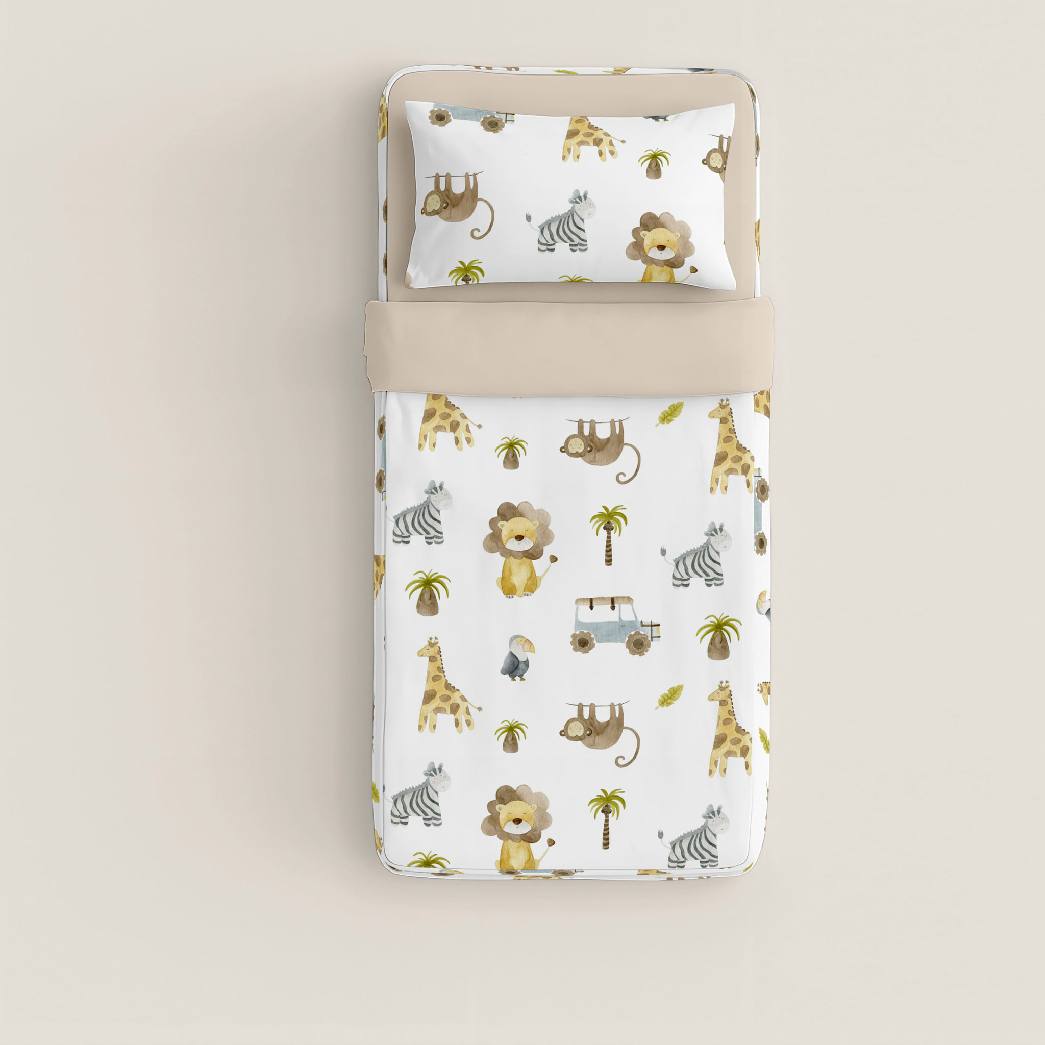 Cool Kids - Saco Nórdico Estampado - Infantil - Con cremallera - Incluye 1 Funda de Almohada - 100% Algodón - Serengeti